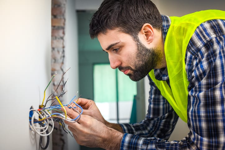 Palmetto Electrical Contractors | electrician working on multi-colored wires
